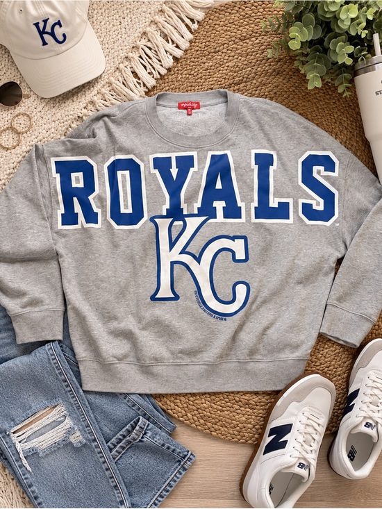 Mitchell & Ness Tops - Mitchell & Ness Kansas City Royals 2X Gray Oversized Logo Crewneck Sweatshirt